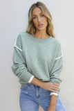Moonlight Jade Colorblock Contrasting Edge Crewneck Sweater