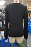 Black V Neck Long Sleeves Top