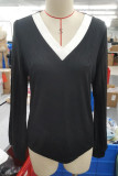 Black V Neck Long Sleeves Top