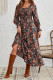 Square Neck Flaral Lantern Sleeves Dress