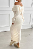 Apricot Off Shoulder Bowknot Knitting Dress