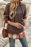 Plaid Splicing Hooded Sweatshirt