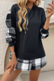 Plaid Splicing Hooded Sweatshirt