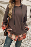Plaid Splicing Hooded Sweatshirt