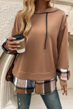 Plaid Splicing Hooded Sweatshirt