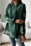 Plaid Splicing Hooded Sweatshirt