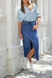 Split Tassel Denim Skirt Dress