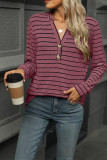 V Neck Stripes Long Sleeves Top