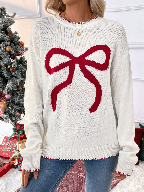 Christmas Bowknot Knitting Top