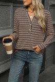 V Neck Stripes Long Sleeves Top