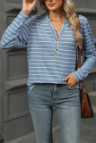 V Neck Stripes Long Sleeves Top