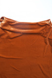 Brown Velvet Long Sleeves Top