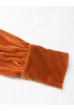 Brown Velvet Long Sleeves Top