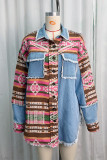 Denim Tassel Aztec Splicing Jacket