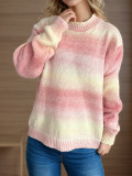 Gradient Rainbow Knitting Sweater