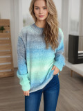 Gradient Rainbow Knitting Sweater