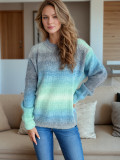 Gradient Rainbow Knitting Sweater
