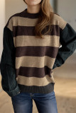 Denim Patchwork Stripes Knitting Top