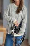 Crew Neck Cable Knitting Sweater
