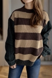 Denim Patchwork Stripes Knitting Top