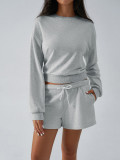 Grey Sweatshirt and Shorts Set