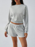 Grey Sweatshirt and Shorts Set