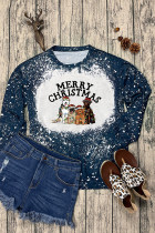 Christmas Bleached Long Sleeves Top