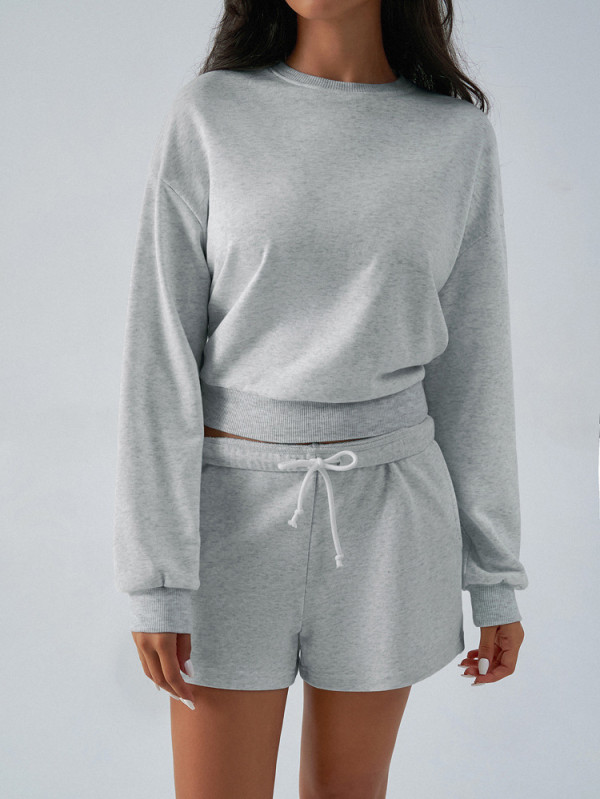 Grey Sweatshirt and Shorts Set