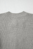 Philippine Gray Ribbed Knit Bow Front Buttoned Cardigan