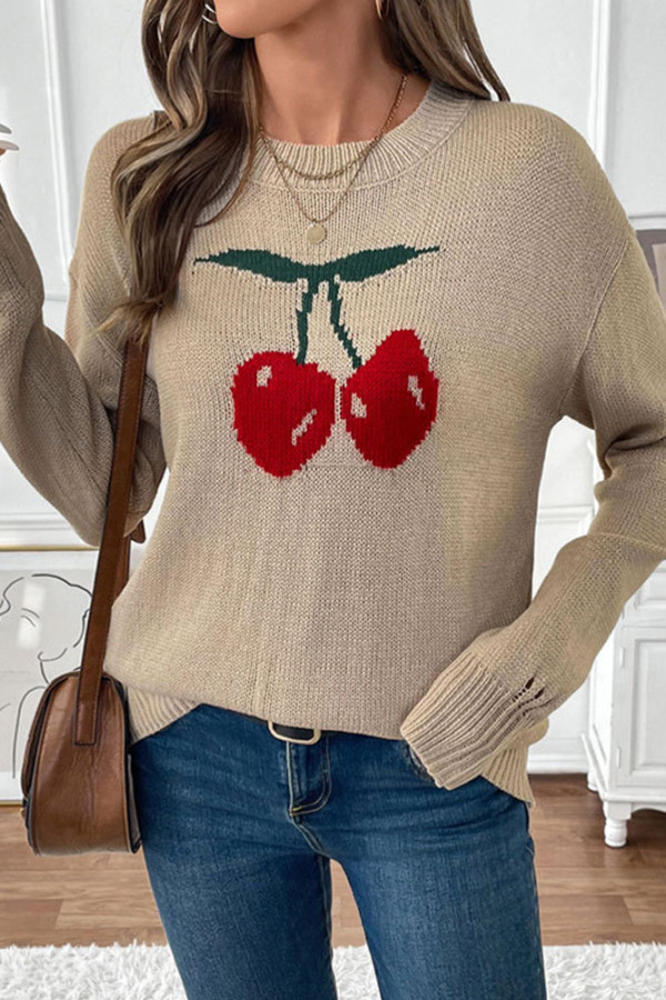 Cherry Pattern Knitting Sweater