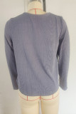 Purple Crew Neck Long Sleeves Top