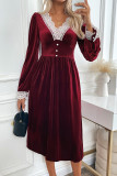 Velvet Lace Splicing Dress