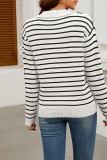 V Neck Stripes Long Sleeves Top