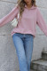 Pink Half Zipper Textured Sweatshirt