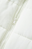 Beige Zipper Stand Neck Oversized Puffer Vest