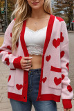 Heart V Neck Front Open Cardigan