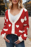 Heart V Neck Front Open Cardigan