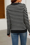 V Neck Stripes Long Sleeves Top
