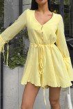 Solid Color Flare Sleeves One Piece Romper