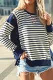 Stripes Splicing Long Sleeves Top