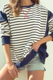 Stripes Splicing Long Sleeves Top