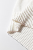 White Multicolor Stitch Detail Cable Knit Short Sleeve Sweater