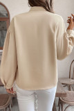 Apricot V Neck Puff Sleeves Top