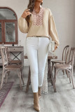 Apricot V Neck Puff Sleeves Top