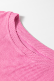 Sachet Pink Exposed Seam Striped Color Block Patchwork Long Sleeve Top
