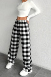 Plaid Checked Wide Leg Pants