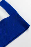 Dark Blue Checkerboard Round Neck Sweater Vest