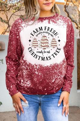 Christmas Bleached Long Sleeves Top