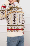 V Neck Button Jacquard Knitting Cardigan