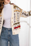 V Neck Button Jacquard Knitting Cardigan
